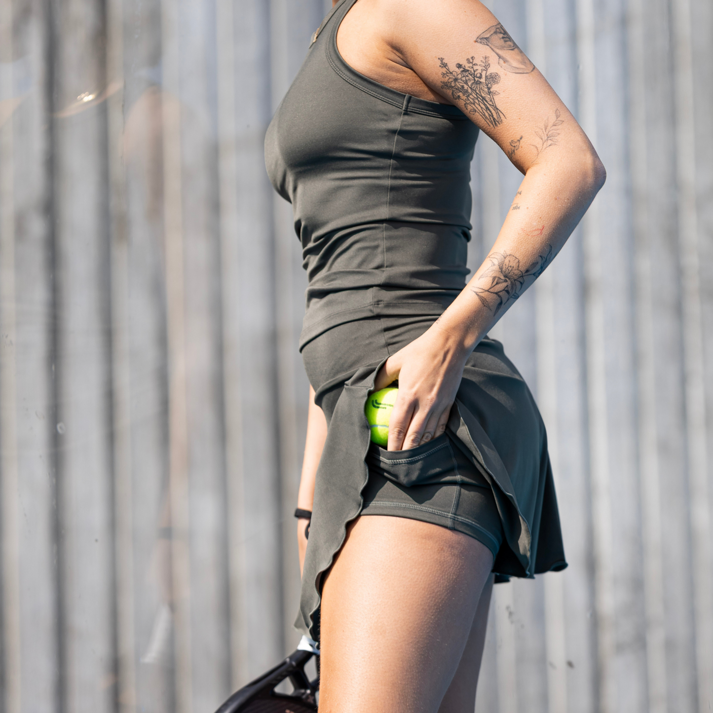 Tie Break Flow Skirt - Deep Olive
