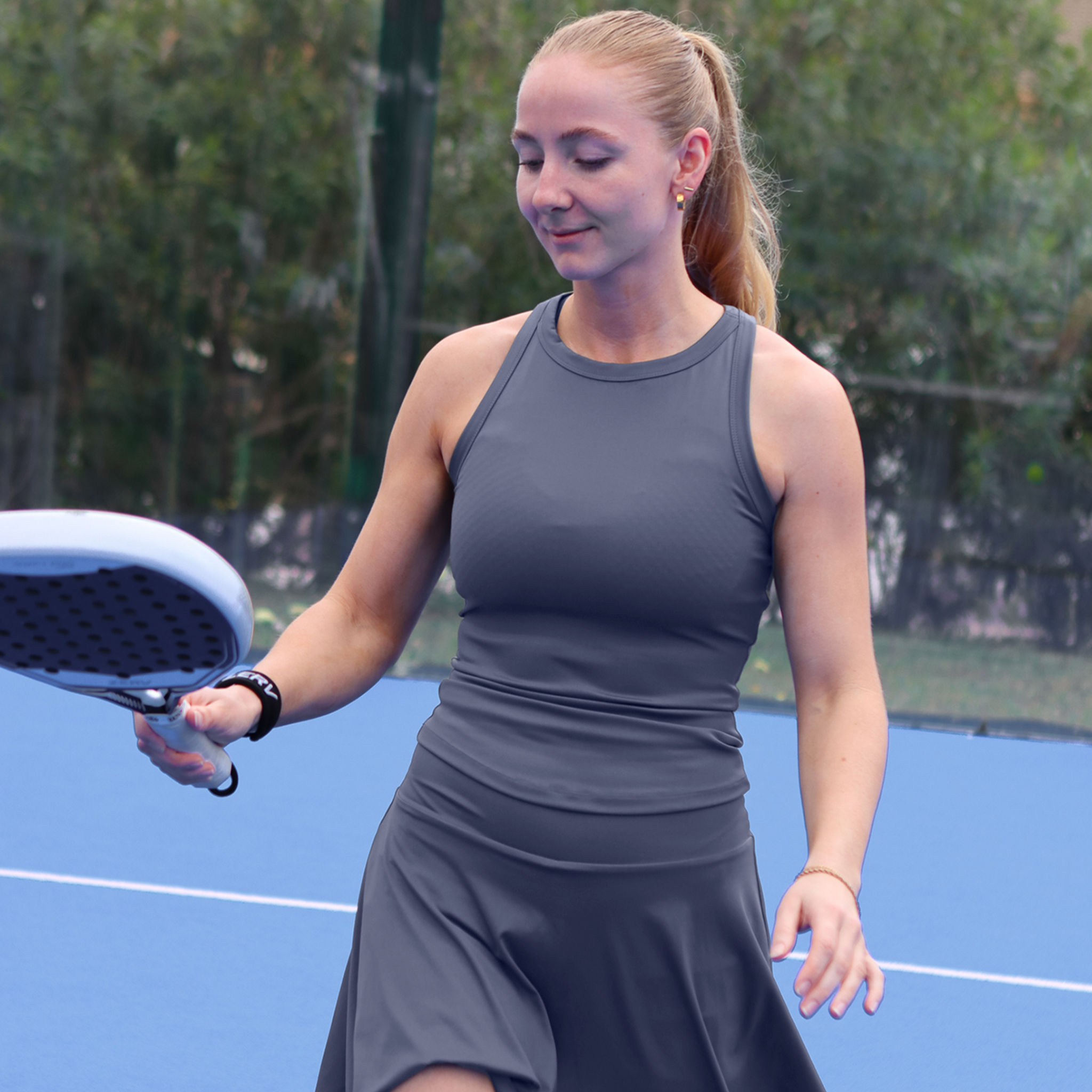 Tie Break Flow Skirt - Slate Blue