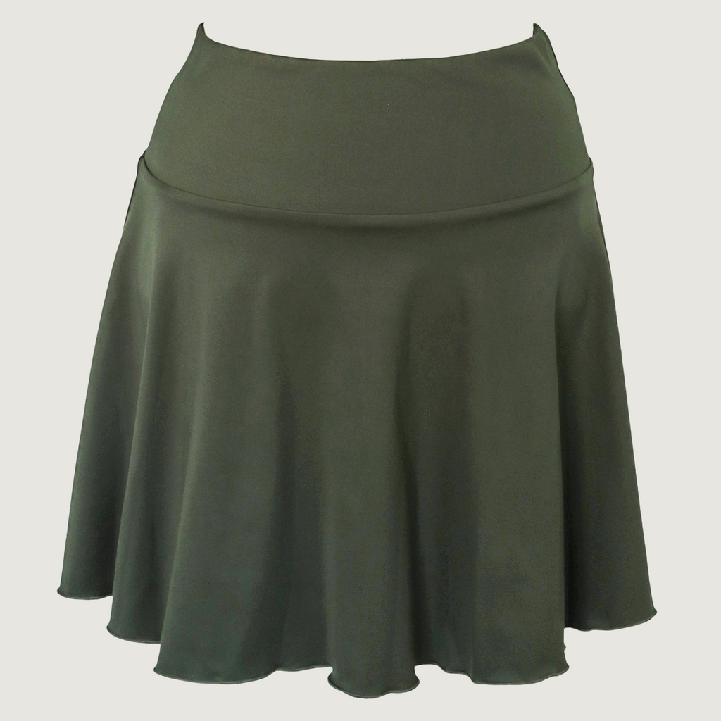 Tie Break Flow Skirt - Deep Olive