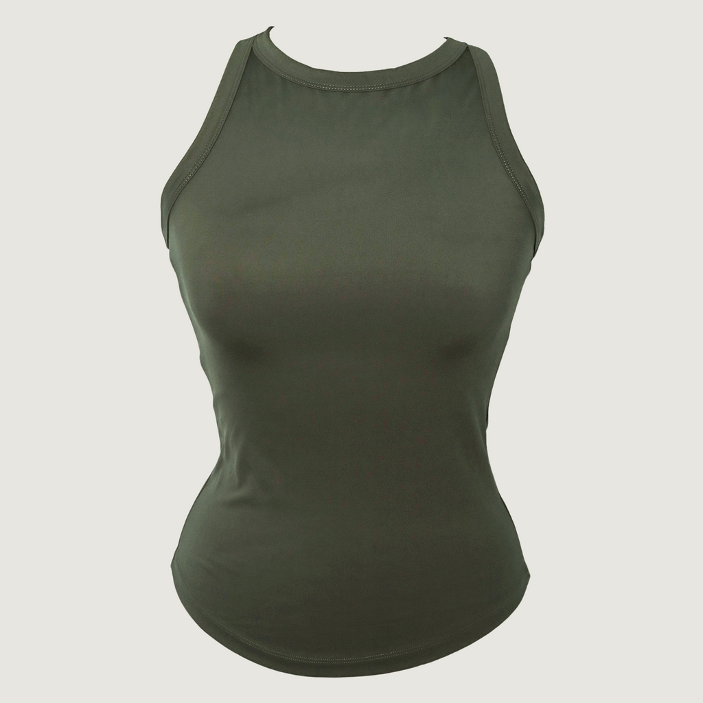 Tie Break Racerback top - Deep Olive